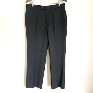 PRONTO UOMO PLATINUM Mens 33 Black Straight Leg Pleated Wool Dress Pants XX15